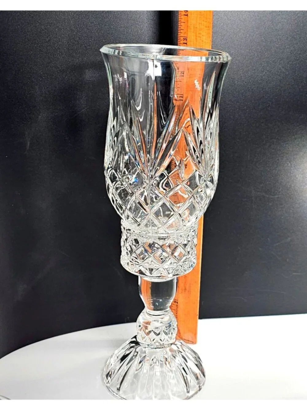 Block Cut Crystal Candle Hurricane Lamp 13